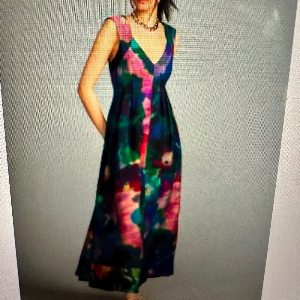 Anthropologie Watercolor Dress-  Like New worn once for a wedding